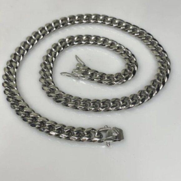 Miami Cuban Curb Link Chain Necklace 316L Stainless Steel - Picture 8 of 11